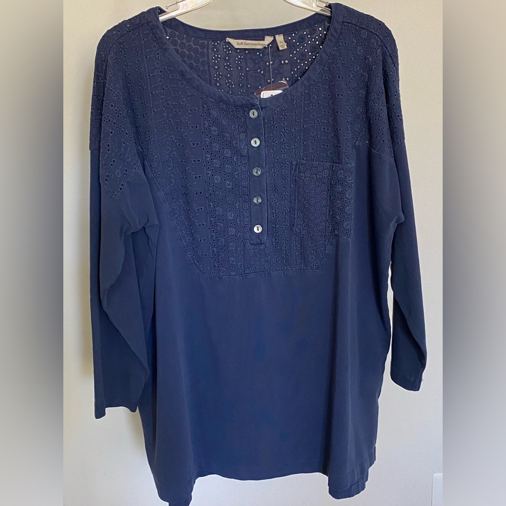 Soft Surroundings Blue Tunic, size L (12/14)